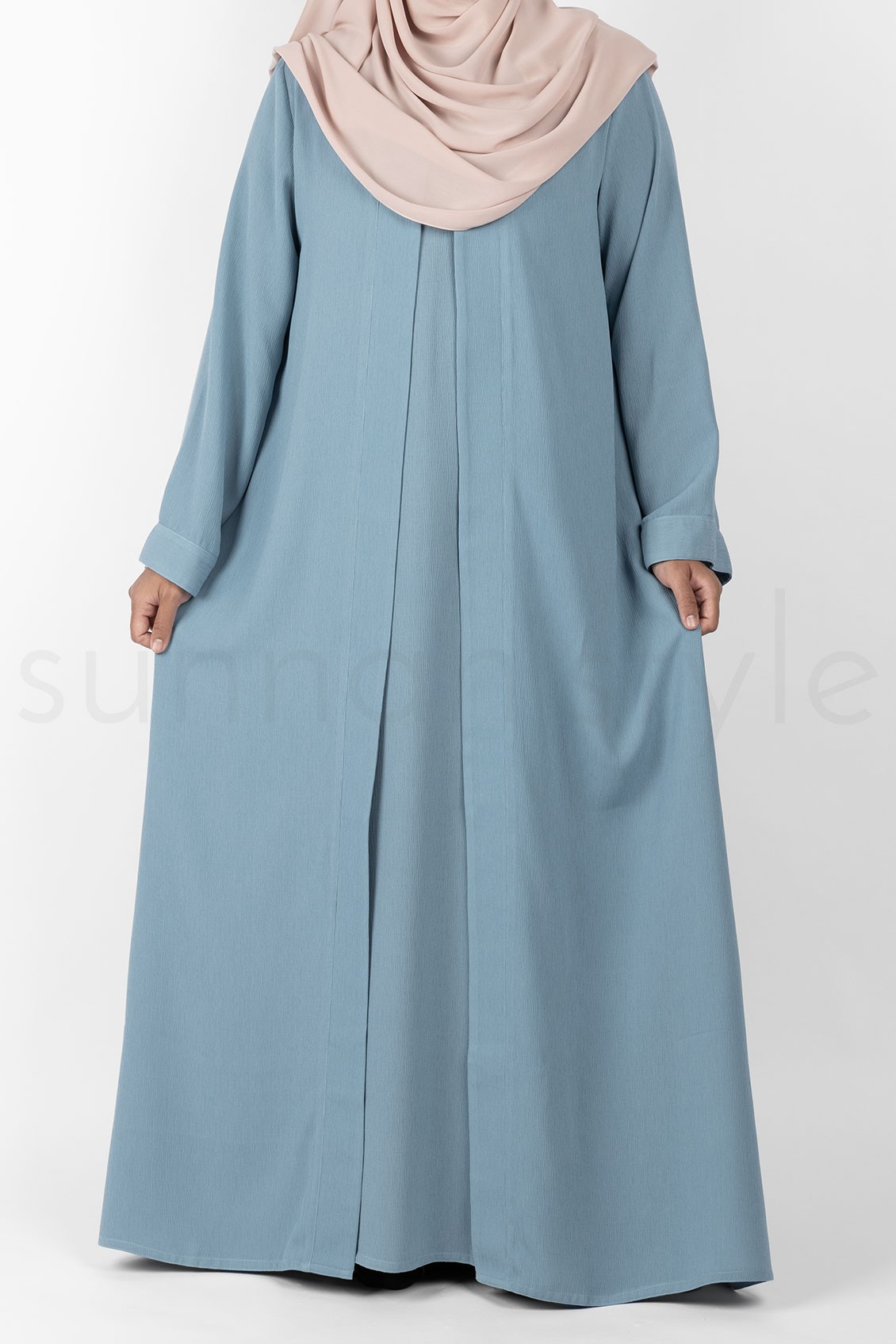 Sunnah Style Brushed Sleeveless Abaya Sky Blue